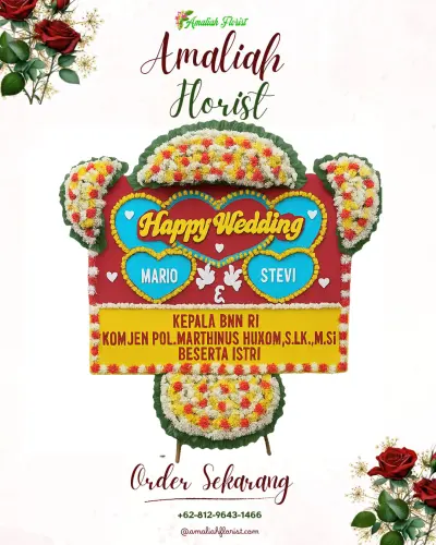 Karangan Papan Bunga Pernikahan di Dasan Agung Baru